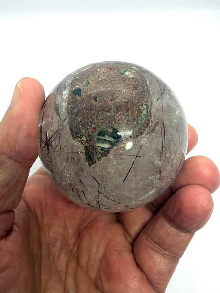 ลูกแก้วไหมนาก-61 มม. (61 mm. Brazil Pink Gold Rutile Quartz Ball)