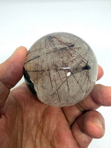 ลูกแก้วไหมนาก-61 มม. (61 mm. Brazil Pink Gold Rutile Quartz Ball)