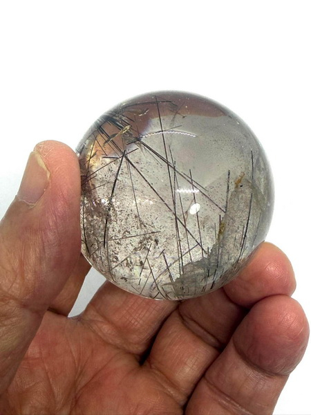 ลูกแก้วไหมดำ หรือแก้วขนเหล็ก-47 ม.ม. (Black Rutilated Quartz Sphere)