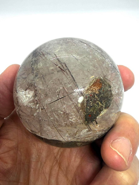 ลูกแก้วไหมนาก-61 มม. (61 mm. Brazil Pink Gold Rutile Quartz Ball)