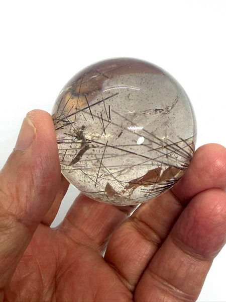 ลูกแก้วไหมนาก-61 มม. (61 mm. Brazil Pink Gold Rutile Quartz Ball)
