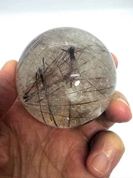 ลูกแก้วไหมนาก-61 มม. (61 mm. Brazil Pink Gold Rutile Quartz Ball)