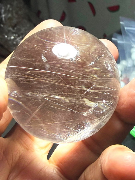 ลูกแก้วไหมเงิน 50 ม.ม. (50 m.m. Silver Rutilated Quartz Ball)