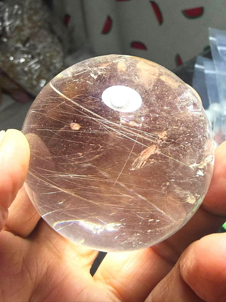 ลูกแก้วไหมเงิน 50 ม.ม. (50 m.m. Silver Rutilated Quartz Ball)