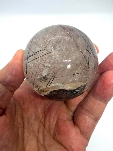 ลูกแก้วไหมนาก-61 มม. (61 mm. Brazil Pink Gold Rutile Quartz Ball)