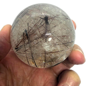 ลูกแก้วไหมนาก-61 มม. (61 mm. Brazil Pink Gold Rutile Quartz Ball)